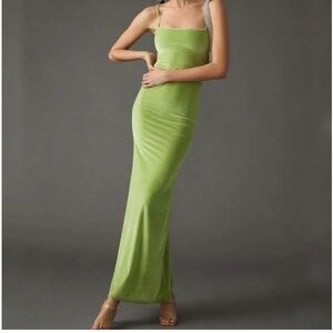 Delfi Collective Lime Green Velvet Slip Maxi Dress – Anthropologie Size L (NWT)
